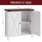 Mobiletto contenitore in stile rustico, confezione da 2, con 2 ante e ripiani regolabili, credenza/buffet per soggiorno, sala da pranzo, ingresso, Bianco+Marrone