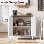 Mobiletto contenitore in stile rustico, confezione da 2, con 2 ante e ripiani regolabili, credenza/buffet per soggiorno, sala da pranzo, ingresso, Bianco+Marrone