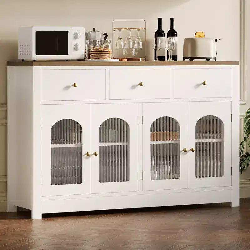 Buffet de rangement 55 pouces avec tiroirs, grand bahut avec étagères réglables, meuble de rangement pour cuisine, salle à manger et salon