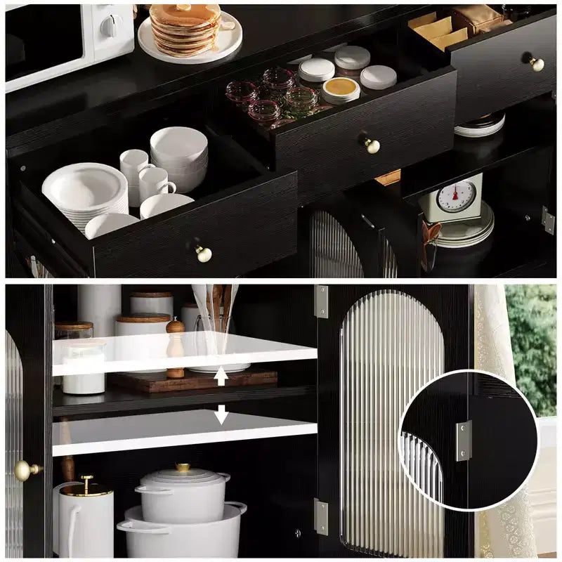 Buffet de rangement 55 pouces avec tiroirs, grand bahut avec étagères réglables, meuble de rangement pour cuisine, salle à manger et salon