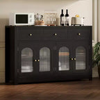 Buffet de rangement 55 pouces avec tiroirs, grand bahut avec étagères réglables, meuble de rangement pour cuisine, salle à manger et salon