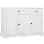 Okak Mobile Credenza, Mobile Buffet con 2 Cassetti e Ripiani Regolabili, Mobile Contenitore per Ingresso, Soggiorno, Cucina, Bianco