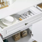 Okak Mobile Credenza, Mobile Buffet con 2 Cassetti e Ripiani Regolabili, Mobile Contenitore per Ingresso, Soggiorno, Cucina, Bianco