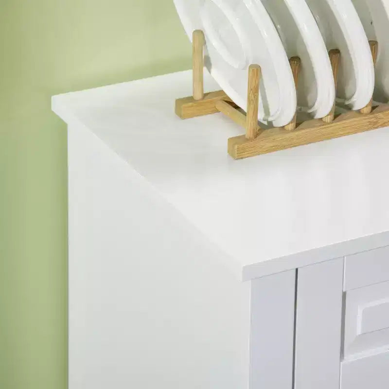 Okak Mobile Credenza, Mobile Buffet con 2 Cassetti e Ripiani Regolabili, Mobile Contenitore per Ingresso, Soggiorno, Cucina, Bianco