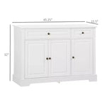 Okak Mobile Credenza, Mobile Buffet con 2 Cassetti e Ripiani Regolabili, Mobile Contenitore per Ingresso, Soggiorno, Cucina, Bianco