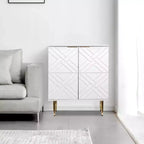 COZONY Madia 34.5, Mobile Contenitore con 2 Ante Decorative a Rilievo, Credenza Moderna per Cucina, Sala da Pranzo e Salotto