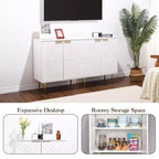 COZONY Madia 34.5, Mobile Contenitore con 2 Ante Decorative a Rilievo, Credenza Moderna per Cucina, Sala da Pranzo e Salotto