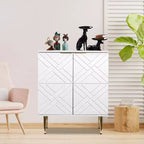 COZONY Madia 34.5, Mobile Contenitore con 2 Ante Decorative a Rilievo, Credenza Moderna per Cucina, Sala da Pranzo e Salotto