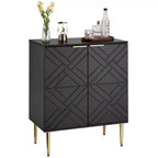 COZONY Madia 34.5, Mobile Contenitore con 2 Ante Decorative a Rilievo, Credenza Moderna per Cucina, Sala da Pranzo e Salotto