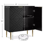 COZONY Madia 34.5, Mobile Contenitore con 2 Ante Decorative a Rilievo, Credenza Moderna per Cucina, Sala da Pranzo e Salotto