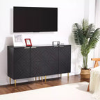 COZONY Madia 34.5, Mobile Contenitore con 2 Ante Decorative a Rilievo, Credenza Moderna per Cucina, Sala da Pranzo e Salotto