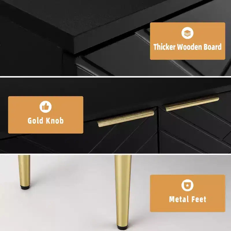 COZONY Madia 34.5, Mobile Contenitore con 2 Ante Decorative a Rilievo, Credenza Moderna per Cucina, Sala da Pranzo e Salotto
