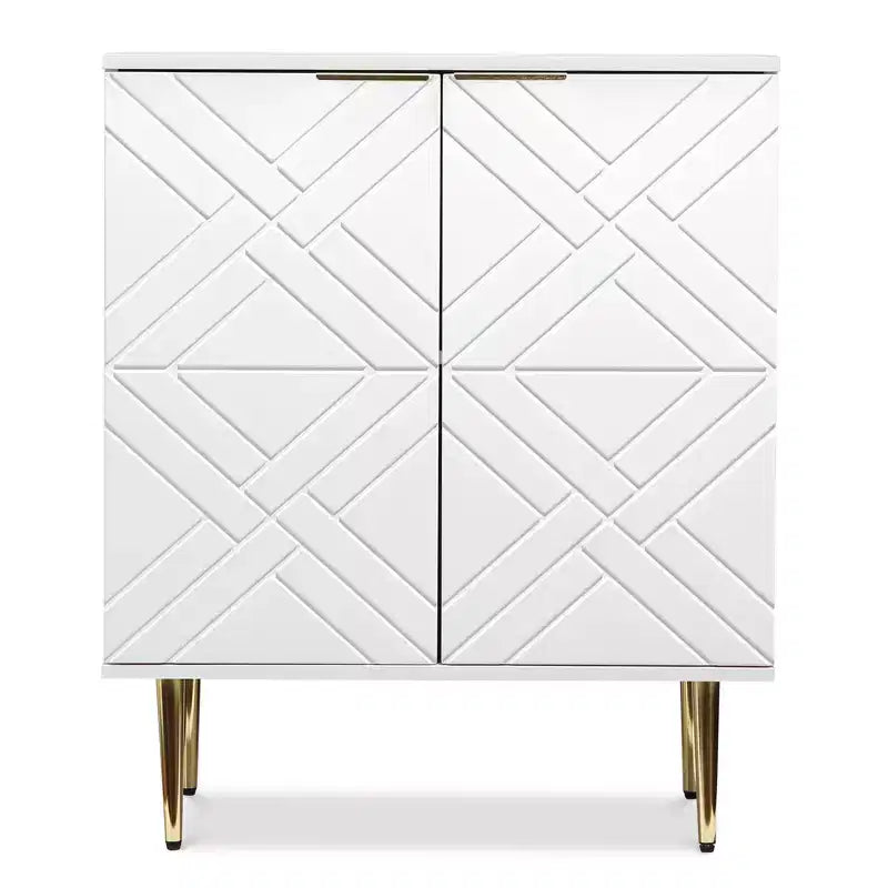COZONY Madia 34.5, Mobile Contenitore con 2 Ante Decorative a Rilievo, Credenza Moderna per Cucina, Sala da Pranzo e Salotto