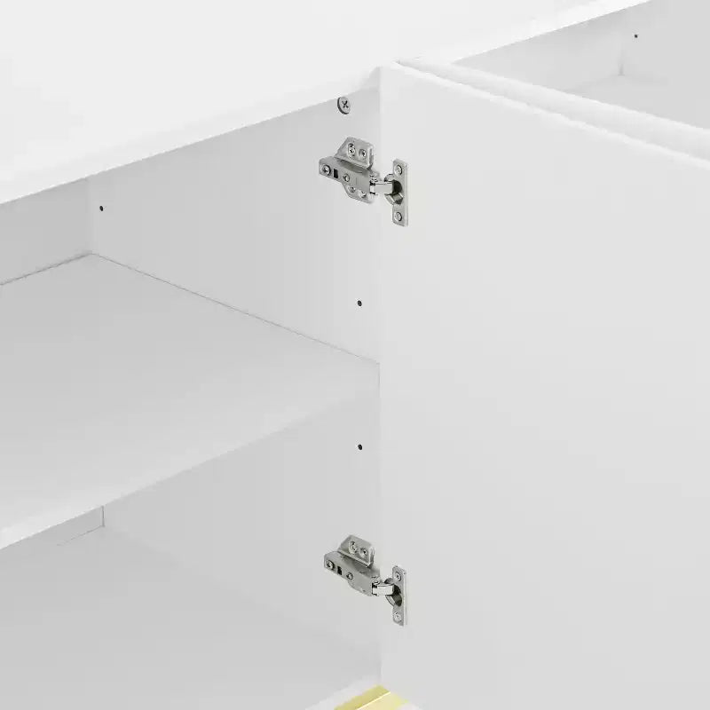 Hostack Madia a 4 Ante con Maniglie in Metallo Dorato ed Elegante Mobile Contenitore per Sala da Pranzo e Soggiorno, Bianco