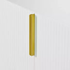 Buffet 4 portes Hostack avec poignées en métal doré et rangement élégant pour salle à manger et salon, blanc