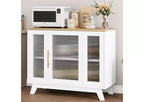 COZONY 36 Credenza a Buffet con Anta in Vetro Scanalato, Ripiano Regolabile, Mobile Contenitore Moderno per Caffè per Cucina Sala da Pranzo