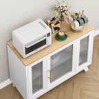 COZONY 36 Credenza a Buffet con Anta in Vetro Scanalato, Ripiano Regolabile, Mobile Contenitore Moderno per Caffè per Cucina Sala da Pranzo
