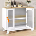 COZONY 36 Credenza a Buffet con Anta in Vetro Scanalato, Ripiano Regolabile, Mobile Contenitore Moderno per Caffè per Cucina Sala da Pranzo