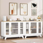 COZONY 36 Credenza a Buffet con Anta in Vetro Scanalato, Ripiano Regolabile, Mobile Contenitore Moderno per Caffè per Cucina Sala da Pranzo