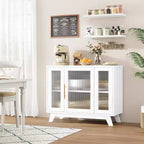 COZONY 36 Credenza a Buffet con Anta in Vetro Scanalato, Ripiano Regolabile, Mobile Contenitore Moderno per Caffè per Cucina Sala da Pranzo