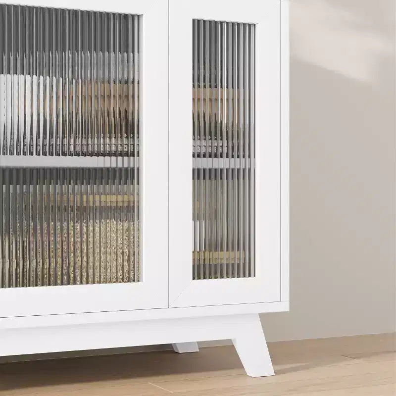 COZONY 36 Credenza a Buffet con Anta in Vetro Scanalato, Ripiano Regolabile, Mobile Contenitore Moderno per Caffè per Cucina Sala da Pranzo