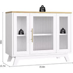 COZONY 36 Credenza a Buffet con Anta in Vetro Scanalato, Ripiano Regolabile, Mobile Contenitore Moderno per Caffè per Cucina Sala da Pranzo