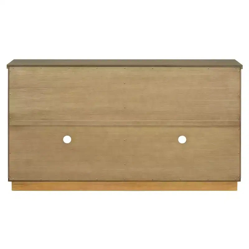 Hostack Credenza a 4 ante con ante in vetro, grande credenza contenitore con ripiani regolabili per cucina e sala da pranzo, pino antico