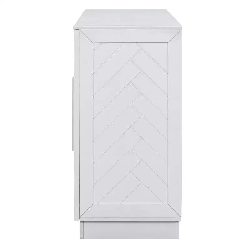 Hostack Credenza con Buffet e Mobile Contenitore, Ripiani Regolabili e Maniglie Argentate per Sala da Pranzo, Bianco