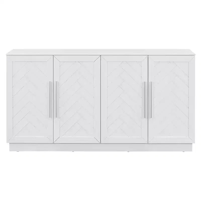 Hostack Credenza con Buffet e Mobile Contenitore, Ripiani Regolabili e Maniglie Argentate per Sala da Pranzo, Bianco