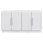 Hostack Credenza con Buffet e Mobile Contenitore, Ripiani Regolabili e Maniglie Argentate per Sala da Pranzo, Bianco
