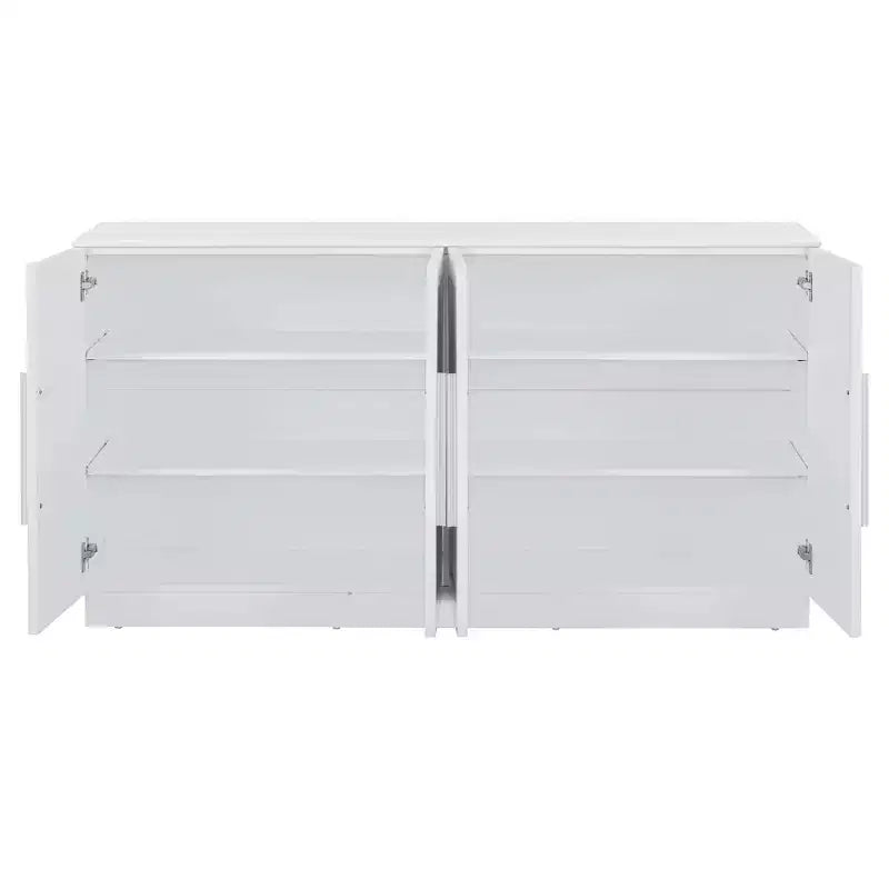 Hostack Credenza con Buffet e Mobile Contenitore, Ripiani Regolabili e Maniglie Argentate per Sala da Pranzo, Bianco
