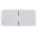 Hostack Credenza con Buffet e Mobile Contenitore, Ripiani Regolabili e Maniglie Argentate per Sala da Pranzo, Bianco