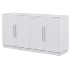 Hostack Credenza con Buffet e Mobile Contenitore, Ripiani Regolabili e Maniglie Argentate per Sala da Pranzo, Bianco