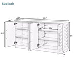 Hostack Credenza con Buffet e Mobile Contenitore, Ripiani Regolabili e Maniglie Argentate per Sala da Pranzo, Bianco