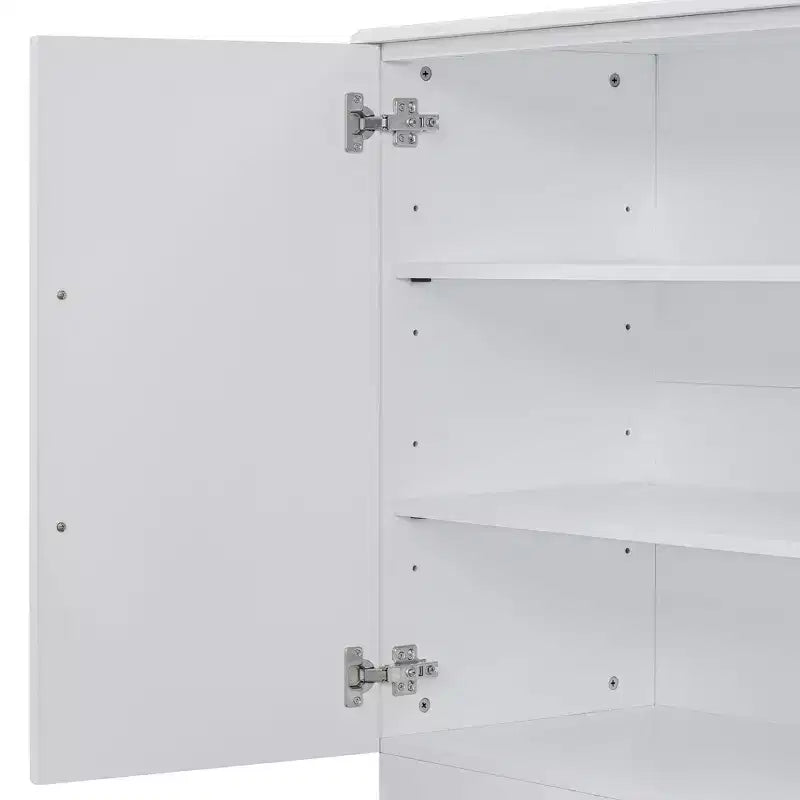 Hostack Credenza con Buffet e Mobile Contenitore, Ripiani Regolabili e Maniglie Argentate per Sala da Pranzo, Bianco
