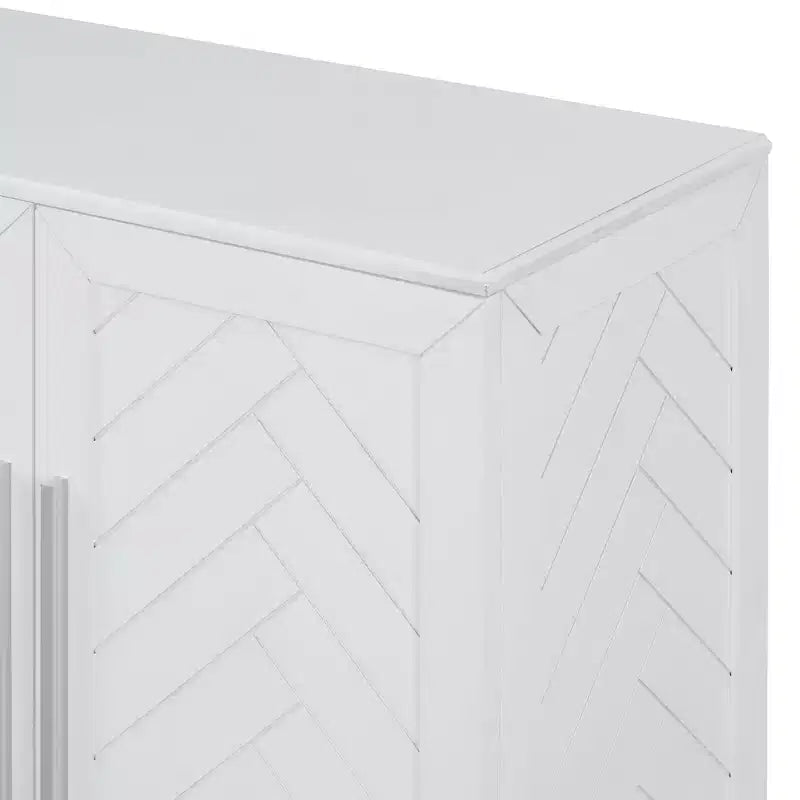 Hostack Credenza con Buffet e Mobile Contenitore, Ripiani Regolabili e Maniglie Argentate per Sala da Pranzo, Bianco
