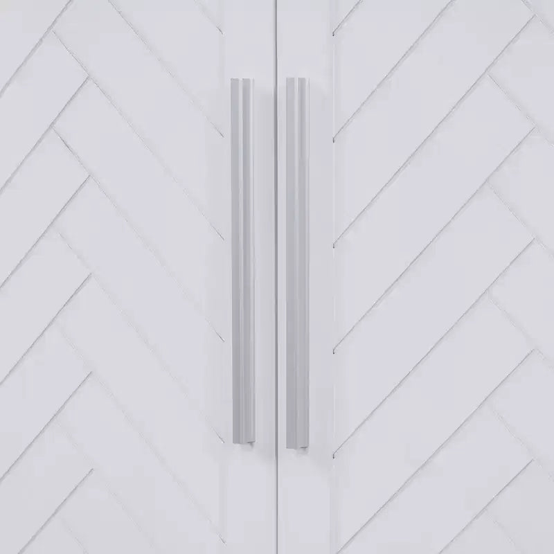 Hostack Credenza con Buffet e Mobile Contenitore, Ripiani Regolabili e Maniglie Argentate per Sala da Pranzo, Bianco