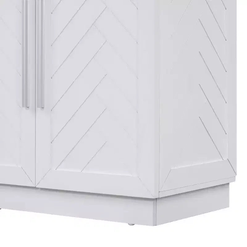 Hostack Credenza con Buffet e Mobile Contenitore, Ripiani Regolabili e Maniglie Argentate per Sala da Pranzo, Bianco