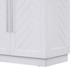 Hostack Credenza con Buffet e Mobile Contenitore, Ripiani Regolabili e Maniglie Argentate per Sala da Pranzo, Bianco