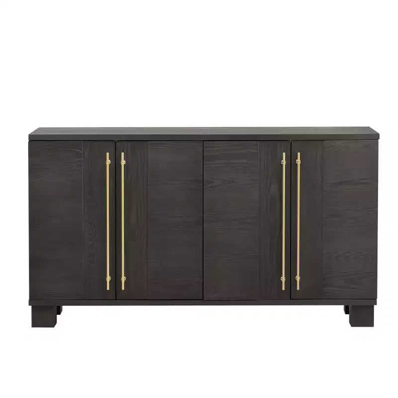 Hostack Wood Sideboard Buffet Cabinet with Storage, Adjustable Shelves and Gold Handles for Dining&Living Room, Taupe