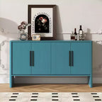 MAYEERTY Sideboard Buffet Cabinet with Storage Adjustable Shelves and Long Handles 4 Door Wood Sideboard for Kitchen Living Room