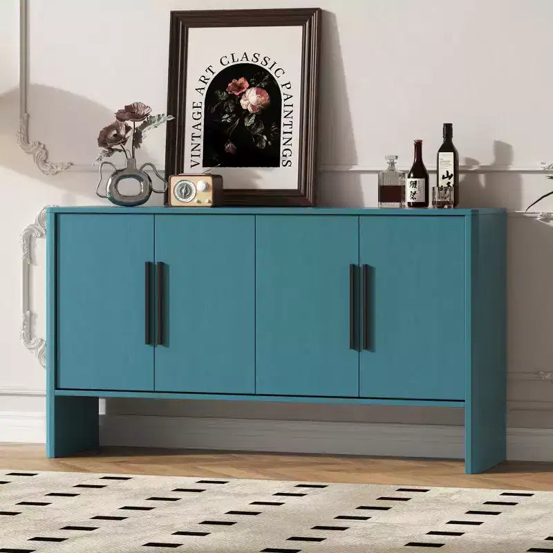MAYEERTY Bahut buffet avec rangement, étagères réglables et longues poignées, placard 4 portes en bois pour cuisine, salon