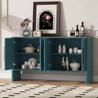 MAYEERTY Bahut buffet avec rangement, étagères réglables et longues poignées, placard 4 portes en bois pour cuisine, salon