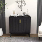 MAYEERTY Mid Century Modern Fluted Sideboard Cabinet with Adjustable Slevles Solid Wood Legs for Living Room Walmut