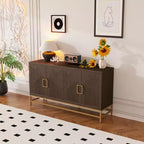 Mobile credenza Okak con maniglie in metallo, buffet con 4 ante e ripiani regolabili, mobile per cucina, soggiorno, sala da pranzo