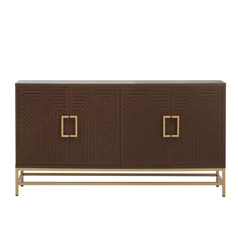 Mobile credenza Okak con maniglie in metallo, buffet con 4 ante e ripiani regolabili, mobile per cucina, soggiorno, sala da pranzo