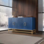 Mobile credenza Okak con maniglie in metallo, buffet con 4 ante e ripiani regolabili, mobile per cucina, soggiorno, sala da pranzo