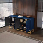 Mobile credenza Okak con maniglie in metallo, buffet con 4 ante e ripiani regolabili, mobile per cucina, soggiorno, sala da pranzo
