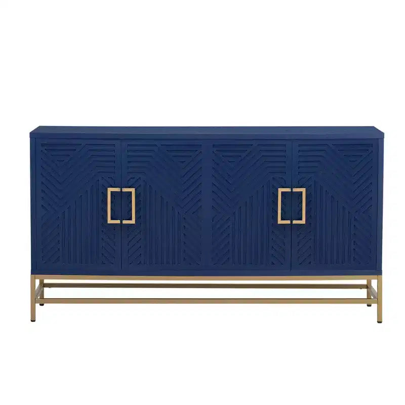 Mobile credenza Okak con maniglie in metallo, buffet con 4 ante e ripiani regolabili, mobile per cucina, soggiorno, sala da pranzo