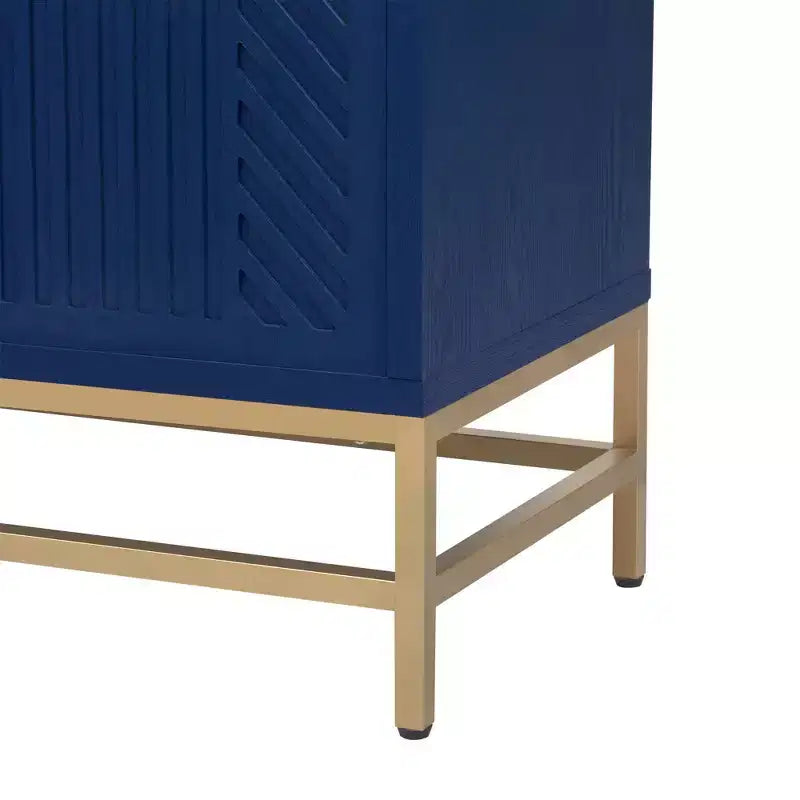 Mobile credenza Okak con maniglie in metallo, buffet con 4 ante e ripiani regolabili, mobile per cucina, soggiorno, sala da pranzo